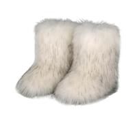 Generisch Winter women's snow boots for outdoor sports, warm calf boots, wool with colourful design, ideal as a versatile companion in cold weather, White, 6 UK
