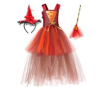 Generisch Witch Costume for Girls Role Play Skirt with Hat and Broom | Children's witch costume for children, masquerade party, photography, Christmas, carnival