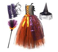 Generisch Witch Costume, Witch Dress Girls - Gothic Fairy Tale Witch Dress, Fairytale Cosplay Costume, Sweet or Treat Outfit for Girls, Children