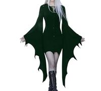 Generisch Witch Dress Women's Black Bat Fallen Angel Devil Vampire Witch Dress Scary Medieval Costumes Cosplay Fancy Dress Costumes Halloween Carnival Fancy Dress