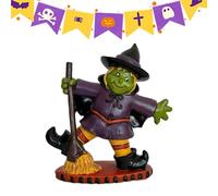 Generisch Witch Figurine, Desk Witch with Broom Decorative Figure, Collector's Figure Made of Resin Decoration for Showcase, Fireplace, Celebration, Family Reunions, Shop Window, Entrance Area