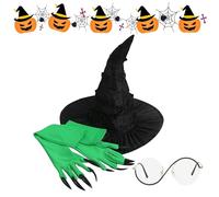 Generisch Witch Hat - Witch Costume Set for Women | Halloween Outfit & Role Play Accessories for Girls Festive Masquerade Balls Parties Home Outdoor Travel Fans