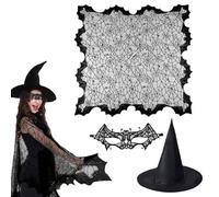 Generisch Witch Spider Web Cape, 3 Pieces Halloween Witch Costume, Witch Vampire Festivals, Stage Show, Women's Costume Cape for Women