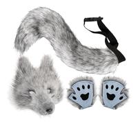 Generisch Wolf Costume Set - Halloween Faux Wolf Accessories | Women's Fancy Dress Cosplay Outfit for Halloween, Masquerade Carnival Fashion Show Stage Performance Role Play