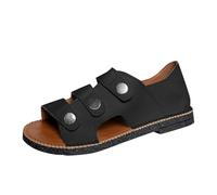 Generisch Women Casual Beach Sandals Fairy Style Soft Sole Button Down Two Way Buckle Beach Sandals, black, 9 UK