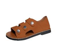 Generisch Women Casual Beach Sandals Fairy Style Soft Sole Button Down Two Way Buckle Beach Sandals, brown, 9 UK