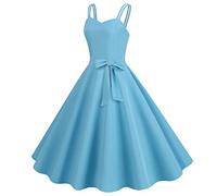 Generisch Women Casual Sleeveless 1950s Housewife Evening Party Evening Dress Women's Dresses, sky blue, L