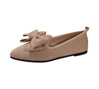 Generisch Women Casual Slippers, Fashion Bow Knot Breathable Comfortable Lightweight Flat Slippers for Daily Walking and Trip, khaki, 9 UK