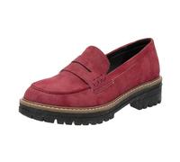 Generisch Women Fashion Solid Color Thick Sole Leather Casual Shoes Temperament Comfortable Slip On Shoes, red, 5 UK