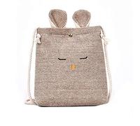 Generisch Women Hessian Cat Ears Square Simple Cute Shoulder Bag Small Backpacks Boys, khaki, One Size