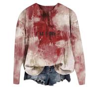Generisch Women Long Sleeve Sweatshirt Print Problem Solved Letter Print Sweatshirts Outdoor Workout Comfortable Women Sweatshirt Crew Neck Halloween Costumes, b, S