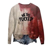 Generisch Women Long Sleeve Sweatshirt Print Problem Solved Letter Print Sweatshirts Outdoor Workout Comfortable Women Sweatshirt Crew Neck Halloween Costumes, E, XXL