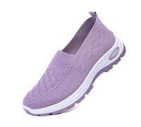 Generisch Women Orthopedic Comfortable Breathable Slip On Sneakers Mesh Upper Summer 2025 Lightweight Non-Slip Flat Sole, purple, 4 UK