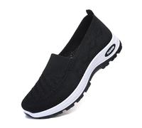 Generisch Women Orthopedic Comfortable Breathable Slip On Sneakers Mesh Upper Summer 2025 Lightweight Non-Slip Flat Sole, black, 8 UK