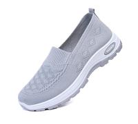 Generisch Women Orthopedic Comfortable Breathable Slip On Sneakers Mesh Upper Summer 2025 Lightweight Non-Slip Flat Sole, gray, 8.5 UK