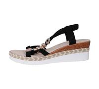 Generisch Women Slanted Heel Sandals Large Size One Buckle Strap Embedded Rhinestone Outerwear Casual Roman Sandals