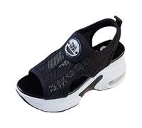 Generisch Women Spring Sandals Thick Sole High Heels Fish Mouth Heel Raiser Korean Style, black, 8 UK