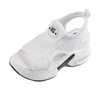 Generisch Women Spring Sandals Thick Sole High Heels Fish Mouth Heel Raiser Korean Style, White, 6 UK