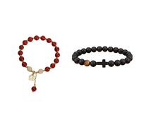 Generisch Women Stainless Elastic Jewelry Grandson's Growth Dad's Love Husband's Style On Birthday Graduation Retirement & For Fashionable Teens Bracelet With Natural Mm 8 Jewelry, One Size*1+One Size