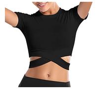 Generisch Women Tops Yoga Solid Color Club Regular Blouses Shirt Lace Skirt, black, S