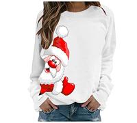 Generisch Women Winter Dresses Long Sleeve Printed Top Casual Jumper Christmas Japanese School Uniform, White, XXL