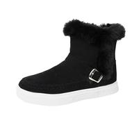 Generisch Women Winter Fashion Buckle Solid Color Side Zipper Snow Boots Warm Cotton Thickened Non Slip Boots, black, 9 UK