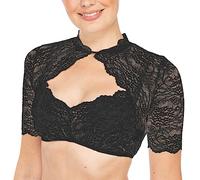 Generisch Women's 1PC Underwired Lingerie Lace Vest Women's Elegant Dirndl Blouse Black Dirndl Blouse Lace Blouse for Oktoberfest Lingerie Mega Sexy Lingerie, black, M