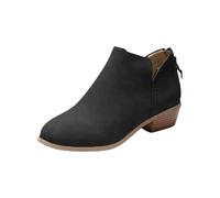 Generisch Women's Ankle Boots, Elegant Short Boots, Pointed Slip-On Shoes, Heel Ankle Boots, Half Height Western Boots, Women's Boots, Winter Boots, Breathable, Lightweight, black, 36 EU