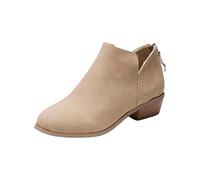 Generisch Women's Ankle Boots, Elegant Short Boots, Pointed Slip-On Shoes, Heel Ankle Boots, Half Height Western Boots, Women's Boots, Winter Boots, Breathable, Lightweight, khaki, 7 UK