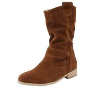 Generisch Women's Ankle Boots Faux Suede Cowboy Boots Soft Half Boots Pointed Slip On Shoes Boho Women's Boots Short Boots Spring Half Heel Ankle Boots Half Height Western, Style G03 Brown, 7 UK