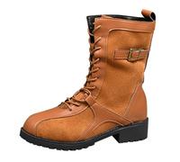 Generisch Women's Ankle Boots Half Height Western Boots Lace Up Boots Long Shaft Platform Waterproof Non-Slip Calf Boots Women Boots, yellow, 6 UK