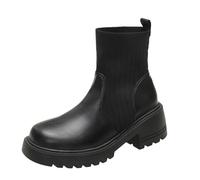 Generisch Women's Ankle Boots Platform Boots with Block Heel Tread Sole Waterproof Windproof Refined Chelsea Boots Ankle Boots Mid Calf Boot Ankle Boot Short Autumn Casual Shoes Winter Boots, black, 2