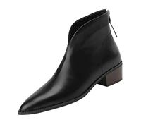 Generisch Women's Ankle Boots Pointed with Block Heel Chunky High Heel Women's Ankle Boots with Block Heel Women PU Boots with Zip Stylish Fashionable Short Boots Ankle Boots, black, 6 UK
