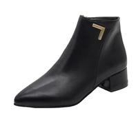 Generisch Women's Ankle Boots Pointed with Block Heel Chunky High Heel Women's Ankle Boots with Block Heel Women Boots Stylish Fashionable Short Boots Ankle Boots, darkgray, 2/2.5 UK