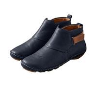 Generisch Women's Ankle Boots Wide Foot Ankle Boots - Medieval Platform Half Boots Leather Comfortable Slip On Women's Boots Waterproof Leather Shoes Garden Boots for Autumn and Winter, blue, 8 UK