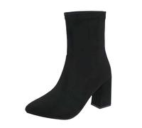 Generisch Women's Ankle Boots with Block Heel Cowboy Boots Gladiator Western Cowboy Biker Boot Fashion Knight Boots Lace Toe High Plain Women's Boots Retro Autumn Winter Shoes, black, 6 UK