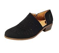 Generisch Women's Ankle Boots with Heel Elegant Summer Boots Women's Hole Pattern Black with Side Zip Cut Out Short Boots Chelsea Boots Boat Shoes Breathable Women's Boots, black, 6 UK