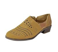 Generisch Women's Ankle Boots with Heel Elegant Summer Boots Women's Hole Pattern Black with Side Zip Cut Out Short Boots Chelsea Boots Boat Shoes Breathable Women's Boots, yellow, 8.5 UK