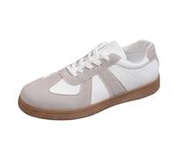 Generisch Women's Army Trainer Shoes Classic Trainers Training Shoes Wide Fit Flat Skater Shoes Breathable Sports Shoes Faux Suede Non-Slip Trainers Soft Running Shoes, Style W01 Gray, 5 UK