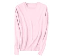 Generisch Women's Autumn Winter Fine Knit Jumper Women's Long Sleeve Base Round Neck Loose Warm Wool Sweater Comfortable Knitted Jacket Plain Knitted Jumper Warm Winter Jumper, pink, 3XL