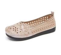 Generisch Women's Ballet Flats Broderie Slip On Elegant Flowers Flat Shoes Comfortable Slippers Breathable Mary Jane Retro Slip-On Shoes Soft Low Shoes Summer Shoes Faux Leather for Everyday Use