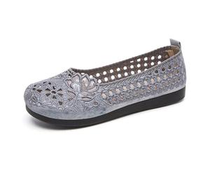 Generisch Women's Ballet Flats Broderie Slip On Elegant Flowers Flat Shoes Comfortable Slippers Breathable Mary Jane Retro Slip-On Shoes Soft Low Shoes Summer Shoes Faux Leather for Everyday Use
