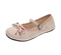 Generisch Women's Ballet Flats in Classic Mary Jane Style - Flat Low Shoes with Straps and Decorative Bow | Comfortable Everyday Shoes for a Feminine Look, Style Z01 Beige, 4.5 UK