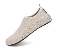 Generisch Women's Bathing Shoes with Rhinestones Water Shoes Beach Shoes Quick Drying Breathable Non-Slip Barefoot Shoes Aqua Shoes for Beach Holiday Swimming Yoga Size 35-45, beige, 8.5 UK