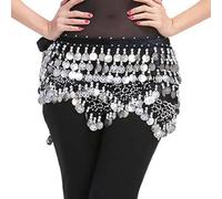 Generisch Women's Belly Dance Hip Scarf Sequins Fringe Triangle Scarf Oriental Dance Belt Coin Belt Carnival Costume Accessories Glitter Hip Scarf Wrap Skirt for Performance Party Festival