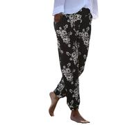 Generisch Women's Black High Waist Printed Easy Trousers Long Trousers Boho Beach Pockets Trousers Waist Printing Boho Women's Easy Pockets High Trousers Beach Trousers Long Trousers Flowing Trousers