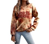 Generisch Women's Bloody Halloween Theme Sweatshirt Long Sleeve Casual Top Perfect for Autumn Activities Solid Black Pullover Women, Red 3, M