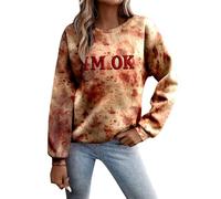Generisch Women's Bloody Halloween Theme Sweatshirt Long Sleeve Casual Top Perfect for Autumn Activities Solid Black Pullover Women, Red 5, S
