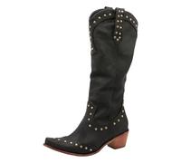 Generisch Women's Boots PU Leather Retro Cowboy Boots Gladiator Western Cowboy Biker Boot Fashion Knight Boots Lace Toe High Plain Long Shaft Boots Women's Boots Retro Autumn Winter Shoes, darkgray, 4