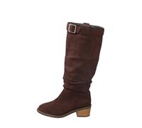 Generisch Women's Boots with Heel, Suede Over-the-Knee Boots, Thick Calf, Sexy Knee High Boots with Buckle, Pointed Toe, Long Shaft Boots, Block Heel, Slip-On Boots, Non-Slip Winter Boots, brown, 4 UK